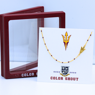 Arizona State University side logo necklace by Color Shout, featuring a university emblem pendant on a sleek chain.