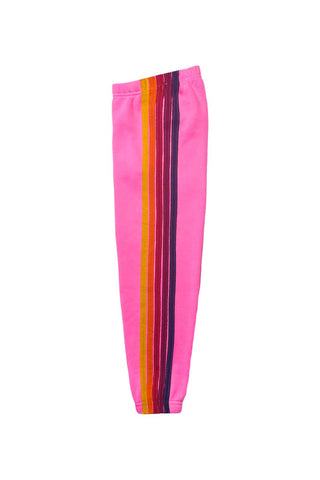 Aviator Nation Kids 5 Stripe Kids Sweatpants - Neon Pink