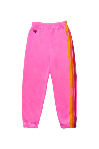 Aviator Nation Kids 5 Stripe Kids Sweatpants - Neon Pink