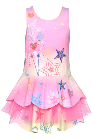 Baby Sara Printed Scallop Tutu Pink Multi Dress