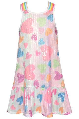 Baby Sara Heart Print Sequin Dress
