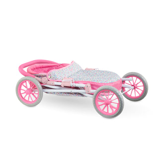 Corolle 14" & 17" & 20" Doll Carriage Stroller - Bright Pink Floral