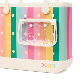 Baby Bogg® Bag - Liquid Sunshine - Color Burst
Colorful striped bag with a clear pouch and 'bogg' branding on a white background