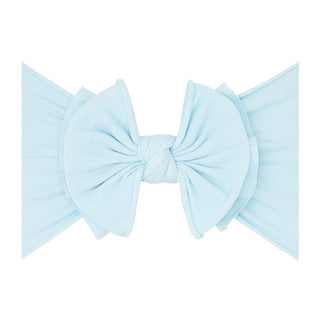 Sky blue Baby Bling FAB headband with soft fabric, styled with a knot detail, designed for baby girls.