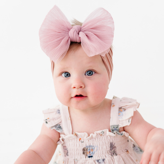 Baby Bling Tulle FAB Headband - Pleated Antique Pink