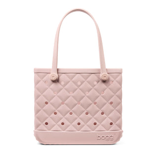 Baby Bougie Bogg® Bag - Quilted Rose Petal
Pink quilted handbag with a subtle pattern on a white background