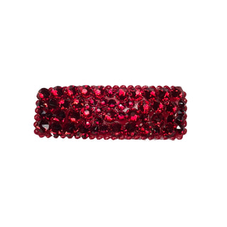 Bari Lynn All Over Swarovski Crystal Snap Clip - Red and Garnet 
Red crystal hair clip on a white background