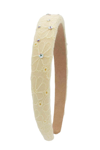 Yellow Bari Lynn Crystallized Eyelet Padded Headband with eyelet details and a comfortable padded design.