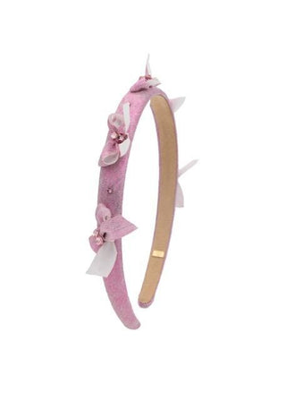 Bari Lynn Crystallized Metallic Bow Halo Headband - Pink