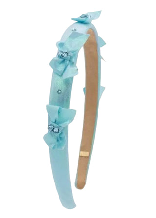 Bari Lynn Crystallized Shimmer Multi Bow Halo Thin Headband - Blue