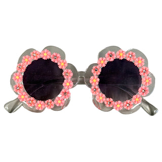 Bari Lynn Daisy Charm Swarovski Embellished Sunglasses - Coral
Sunglasses with floral design on a white background