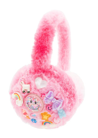 Bari Lynn earmuffs with fun charms and pink ombre design