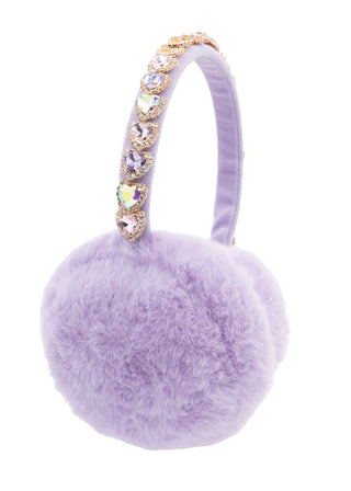 Bari Lynn lavender heart jewel earmuffs with sparkling heart accents and soft ear covers