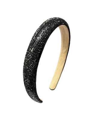 Bari Lynn Fully Crystalized Thin Headband - Black