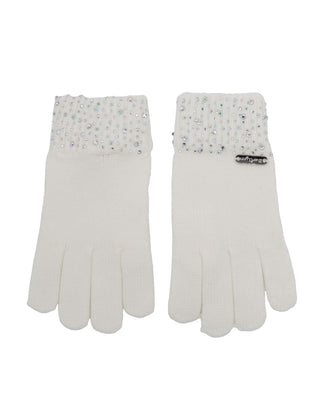 Bari Lynn ivory fully crystallized cuff gloves with sparkling embellishments