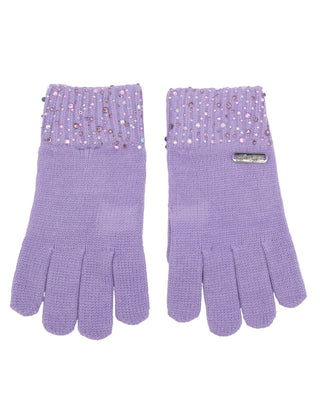 Bari Lynn lavender fully crystallized cuff gloves with sparkling rhinestone embellishments