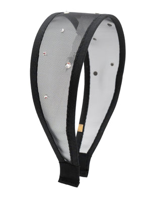 Black Bari Lynn mesh headband with a stylish, lightweight design ideal for casual wear or sporty looks.