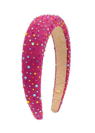 Bari Lynn Padded Jewel Tulle Headband - Fuchsia
Pink headband with colorful polka dots on a white background