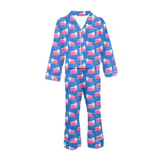 Tweenstyle Satin Long Sleeve Loungewear Set - Bday Cake
Children's pajama set with cake  and hot air balloon pattern on a blue background