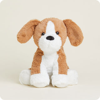 Beagle Warmies
Plush dog toy with brown and white fur on a beige background
