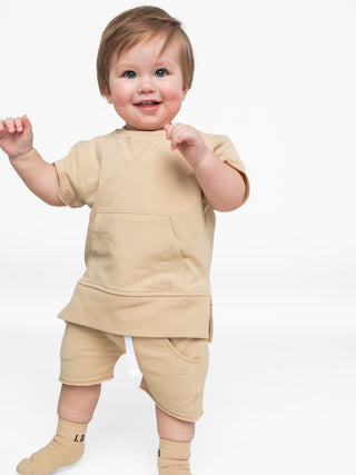 Little Bipsy Collection, Little Bipsy Raw Edge Hem Harem Short - Beige - Basically Bows & Bowties