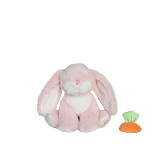 Olli Ella Binky Bunny - Dot
Pink plush bunny toy with a small carrot on a white background