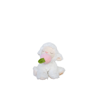 Olli Ella Binky Lamb - May
White plush toy sheep with a pink flower on a white background