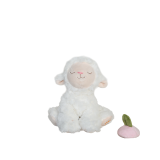 Olli Ella Binky Lamb - May
White plush lamb toy with a small pink apple on a white background