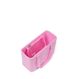 Bitty Bogg® Bag - Sweet Treats: Pink Taffy
Pink plastic basket with transparent lid on a white background