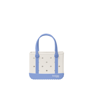 Bogg Bitty Bogg handbag in varsity hues with a blue design, featuring a compact, stylish handbag for casual or everyday use