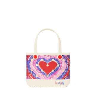 Bitty Bogg® Bag - In Love With Bogg - Buoy Red
Tote bag with a colorful heart design and 'bogg' branding on a white background