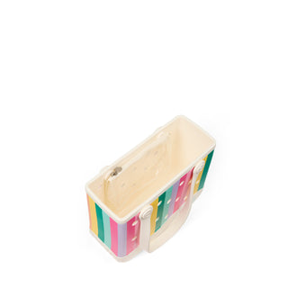 Bitty Bogg® Bag - Liquid Sunshine - Color Burst
Small wooden toy with colorful striped pattern on a white background