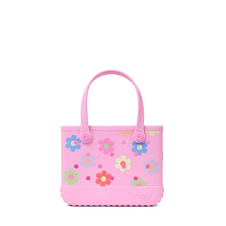 Bitty Bogg® Bag -  Spring Love: Happy Flowers
Pink handbag with floral patterns on a white background