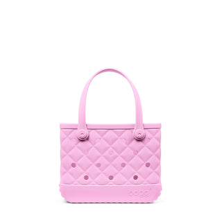 Bitty Bougie Bogg® Bag - Quilted Pink Taffy
Pink quilted handbag with a brand logo on a white background