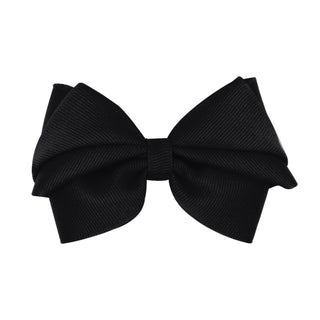 Black Wee Ones small pleated grosgrain hair bow attached to a clip, perfect for little girls' hair accessories.