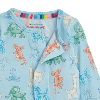 Magnetic Me Blue Party Animals Glow Dark Modal Footie
Children's jacket with balloon animal pattern and 'magnetic me' branding on a light blue background