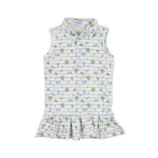BlueQuail Clothing Co Polo Sleeveless Dress - 7th Inning Stretch
Children's sleeveless dress with pattern on a white background