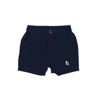 BlueQuail Clothing Co Shorts - True Navy
Navy blue shorts with a small white logo on a white background