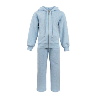 Lola and The Boys Blue Taylor Crystal Set
Light blue children's hoodie and pants set on a white background
