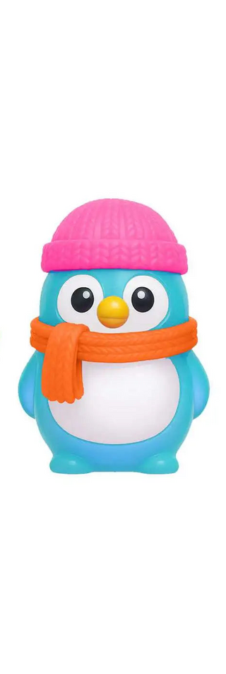 Blue NeeDoh Squishmas Polar Glow Penguin (2026)
Three colorful penguin figurines wearing hats and scarves on a white background