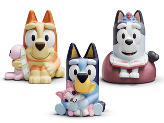 Set of three Bluey Tonies toys featuring Bluey characters from the popular toy brand Tonies, ideal for creative play.