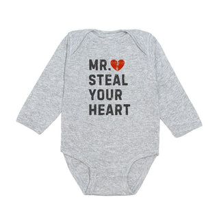 Sweet Wink Mr Steal Your Heart Long Sleeve Bodysuit - Grey