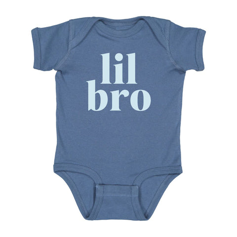 Sweet Wink Lil Bro S/S Bodysuit - Indigo, Sweet Wink, cf-size-0-3-months, cf-size-3-6-months, cf-type-onesie, cf-vendor-sweet-wink, Lil Bro, Little Brother, Little Brother Onesie, Little Brot