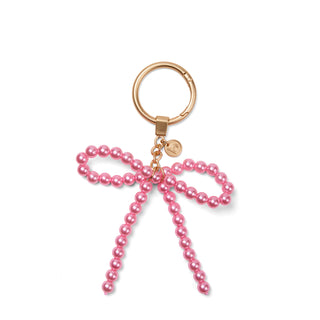 Bogg'd & Charmed - Pink Pearl Bow
Pink pearl bow keychain with gold clasp on a white background