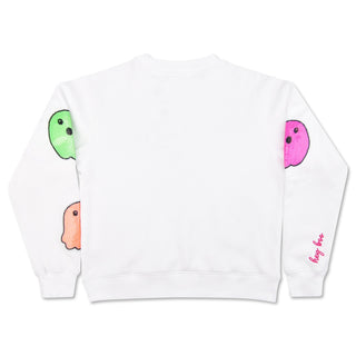 Iscream Boo Crew Sequin Ghost Sweatshirt
White sweatshirt with colorful ghost designs on a white background