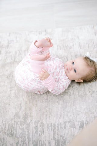 The Uptown Baby Convertible Zip Romper - Pink Bows