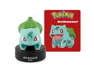 Tonies Pokémon Bulbasaur toy character, featuring green dinosaur with plant bulb on its back, designed for children’s toys and collectibles.