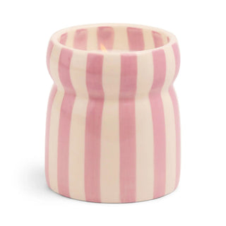 Paddywax Cabana 6.5 oz Candle - Grecian Sand
Pink and white striped woven basket on a wooden surface