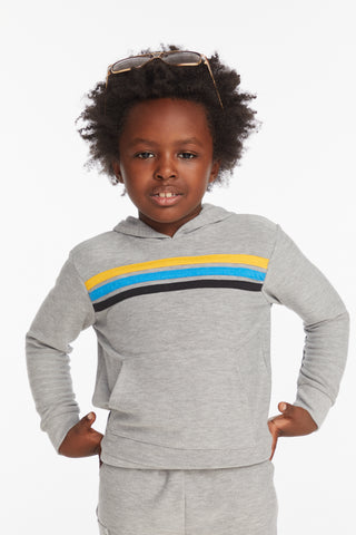 Striped Heather Grey Boys Pullover Hoodie