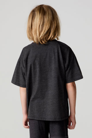 Black Chaser Race Patches Tee shirt with colorful racing patch designs, casual crewneck style, front view.